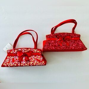 Two Little Girls Sparkle Purses, Red, Sequins, Satin, New
